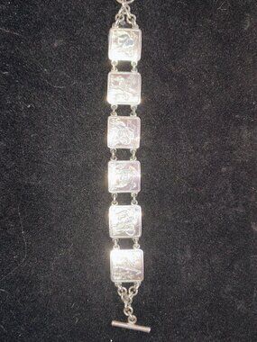 Vintage Simba Africa Handmade Safari Panel Bracelet Silver‑Tone Wildlife Design